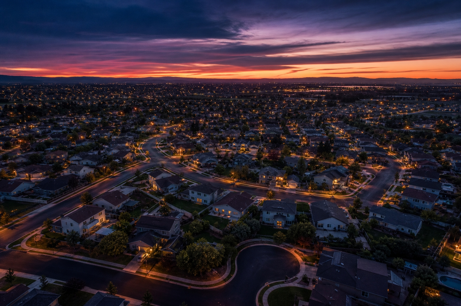 Aerial neighborhood view representing out of state property owner assistance